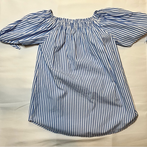 white birch Tops - Blue and white striped off the shoulder top